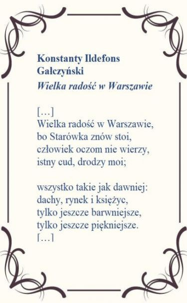 Wiersz - Konstanty Ildefons Gałczyński: Wielka radość w Warszawie Wiersz - Konstanty Ildefons Gałczyński: Wielka radość w Warszawie